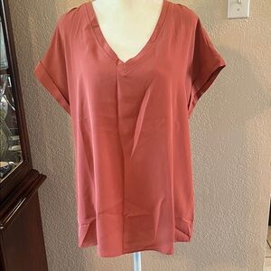 eesome V-Neck Blouse - Terracotta